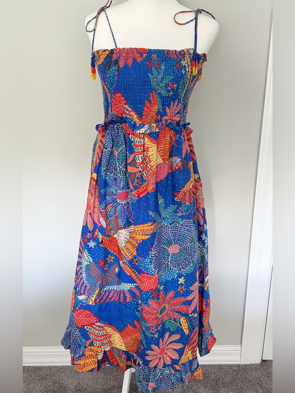 NWT Farm Rio Smocked Cover-Up Midi Dress Size M - Picture 5 of 10